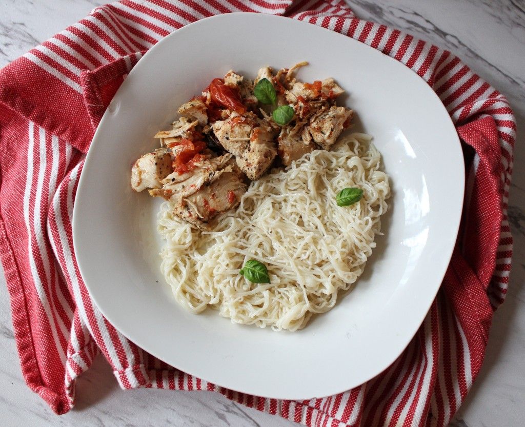 Keto Tomato Basil Chicken w Buttered Garlic Noodles