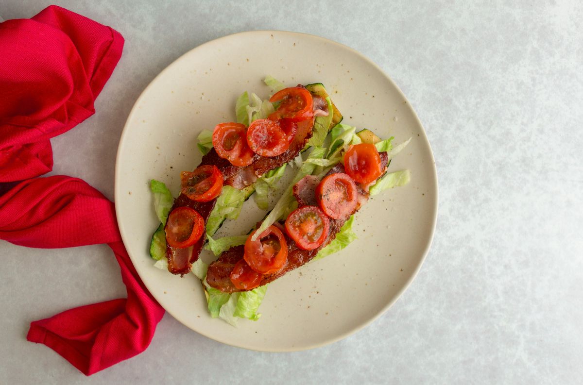 Keto Griddled Zucchini BLT Open Sandwich