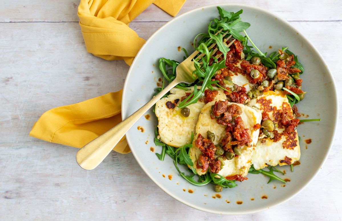 Keto Halloumi, Sundried Tomato and Caper Salad