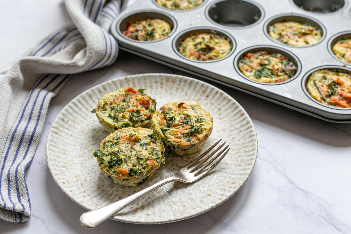 Easy Low-FODMAP Herby Salmon and Spinach Frittata Egg Muffins