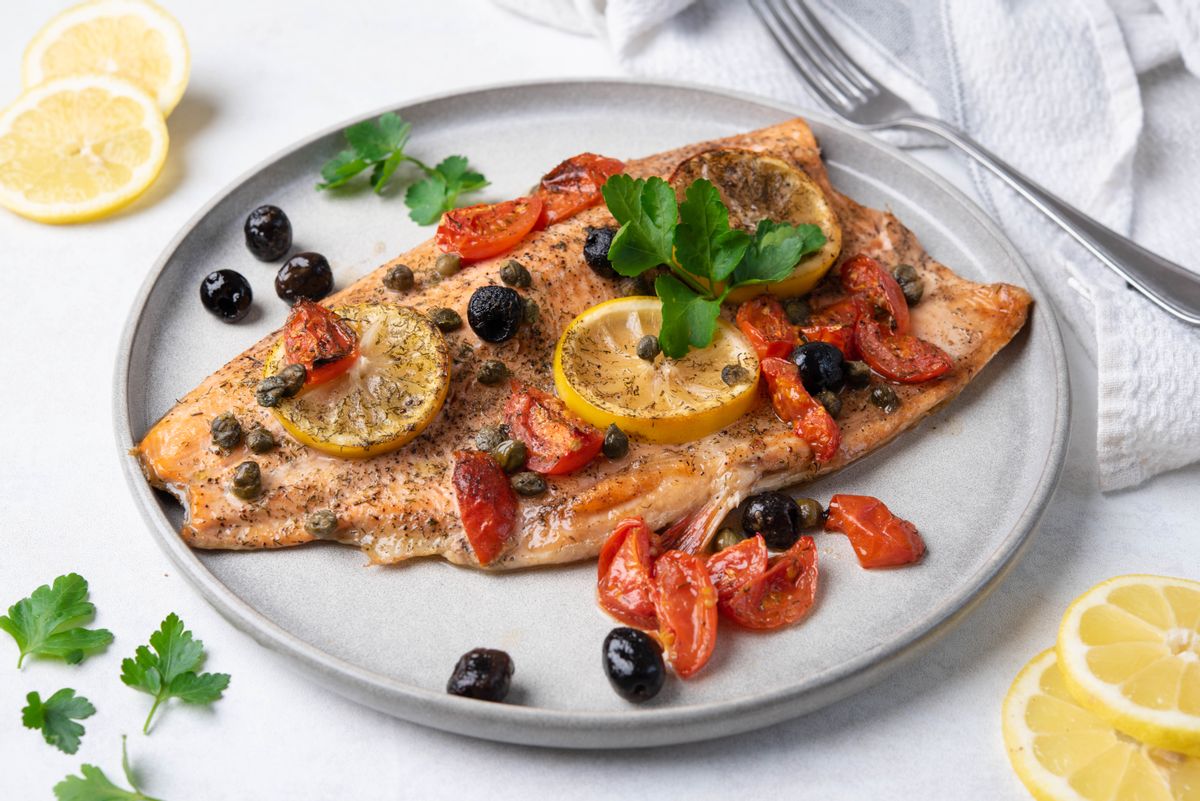 Keto Mediterranean Baked Trout