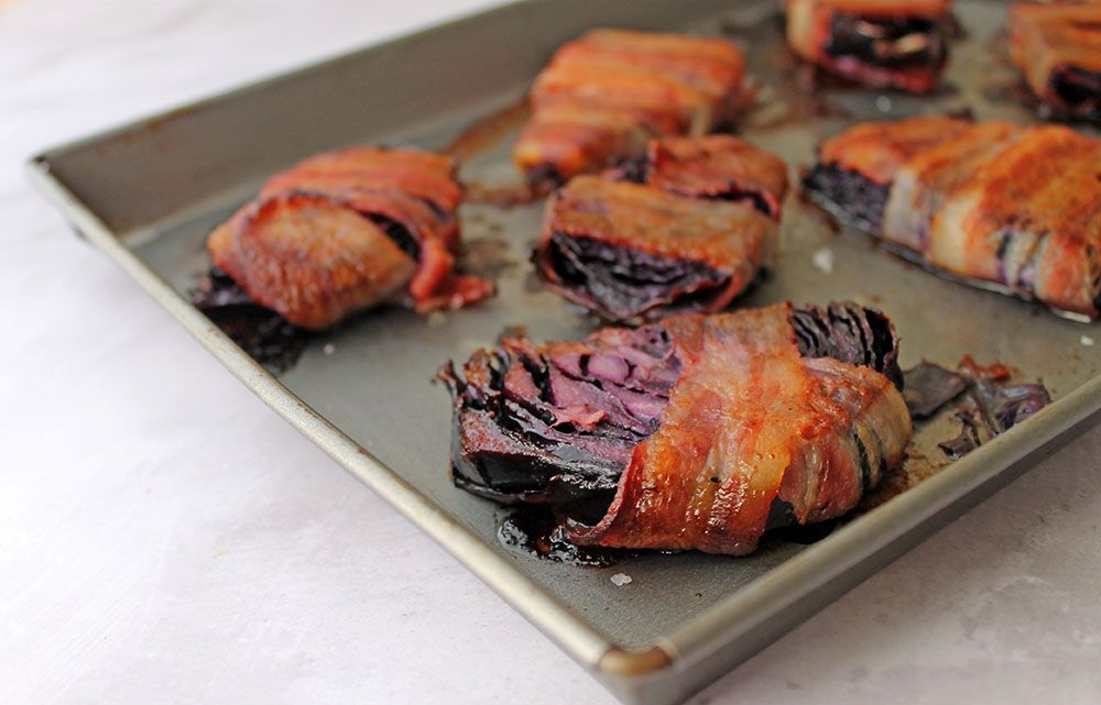 Low Carb Bacon Wrapped Red Cabbage