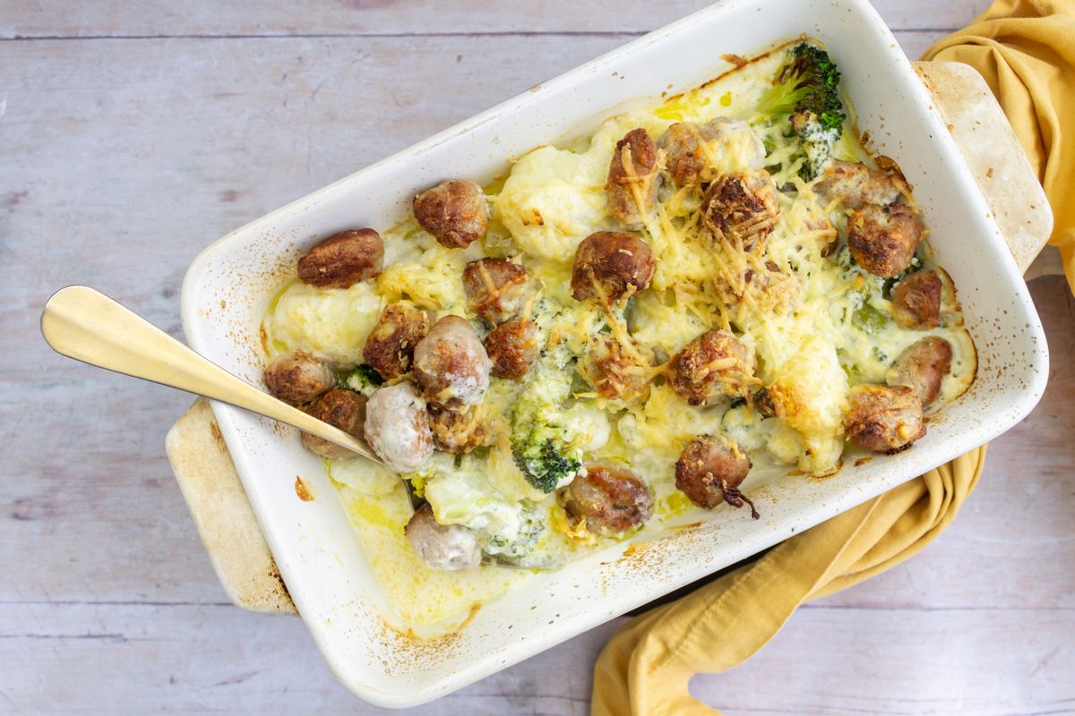 Keto Sausage, Broccoli and Cauliflower Bake