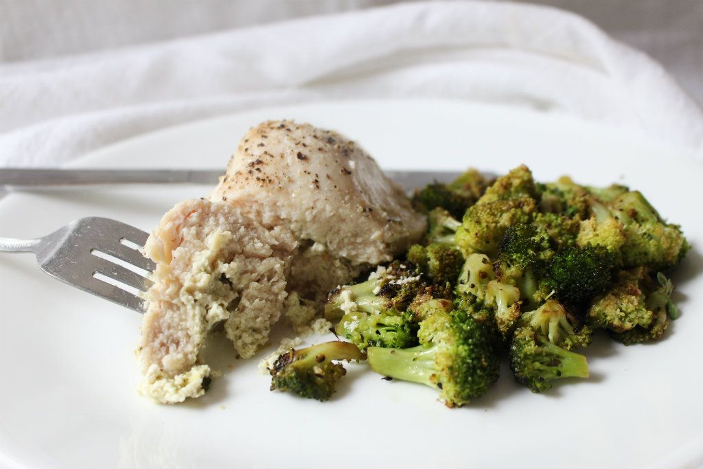 Keto Pesto Ricotta Chicken with Italian Buttery Broccoli