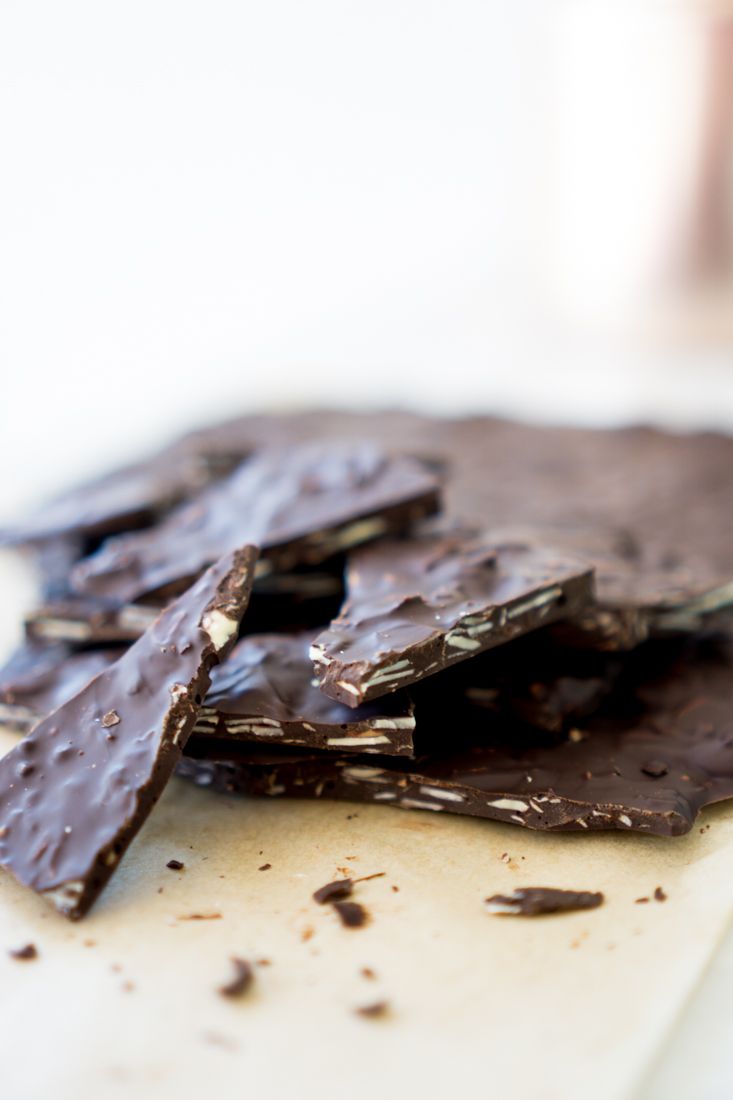 Thin Chocolate Bark with Coconut, Almonds & Smoked Salt - Always