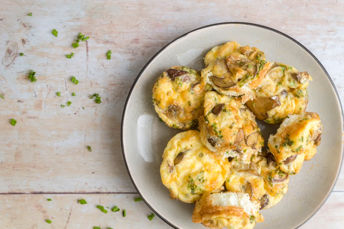 Keto Cheese and Chive Mushroom Muffins