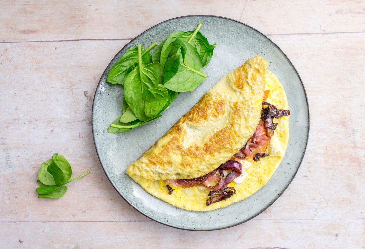 Keto Bacon, Brie and Balsamic Onion Omelette