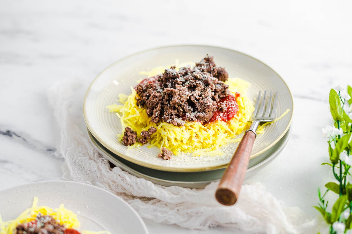 Low Carb Microwave Beef Spaghetti