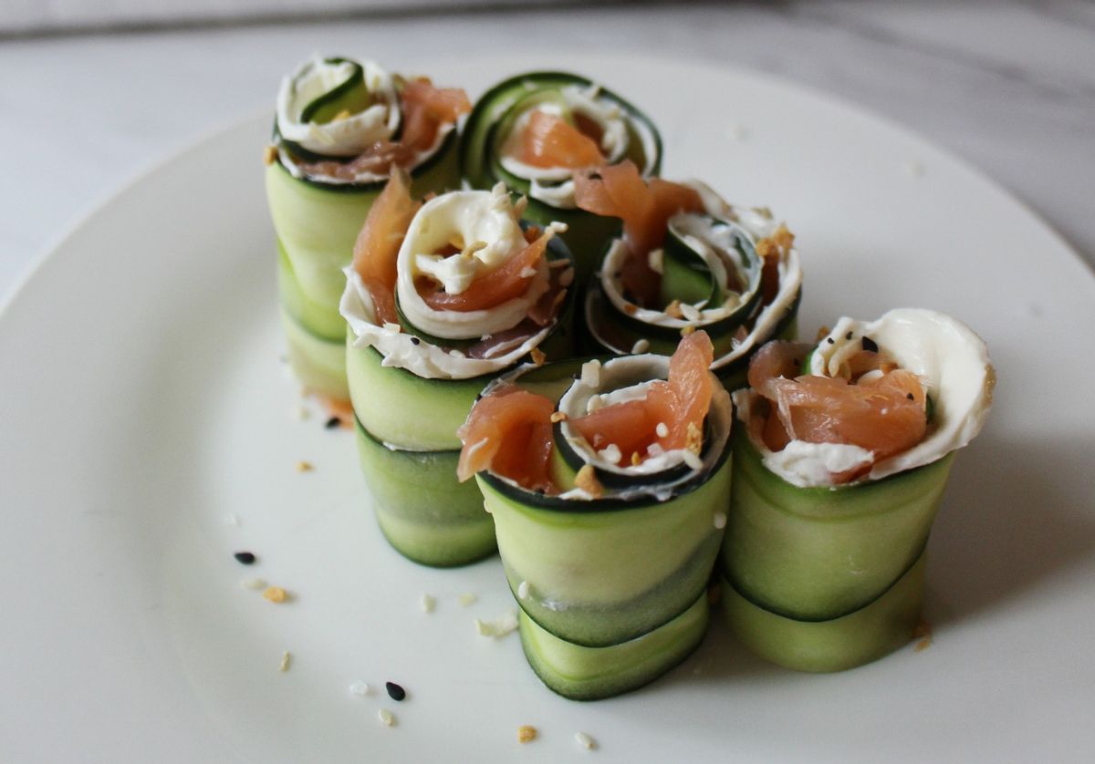 Keto Lox Bagel Cucumber Rolls