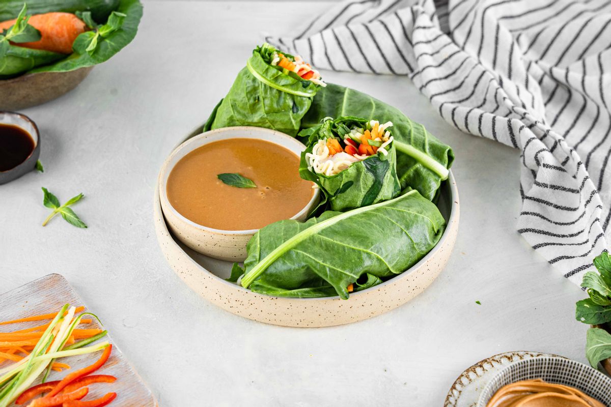 Keto Vietnamese Spring Rolls with Peanut Dipping Sauce