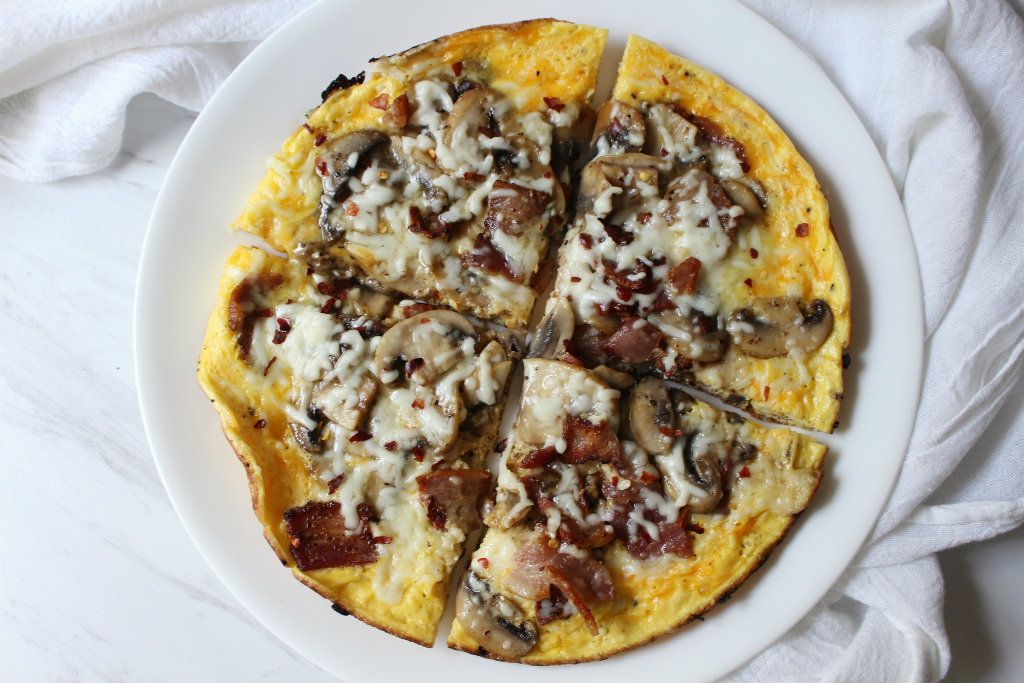 Keto Bacon Mushroom Omelette Pizza