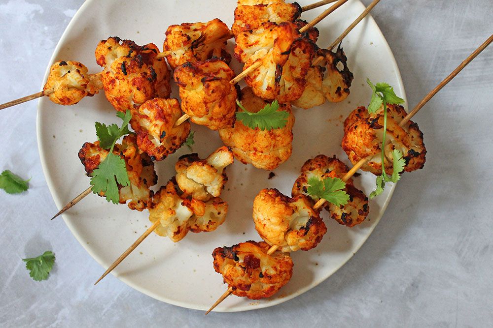 Keto Curried Cauliflower Skewers