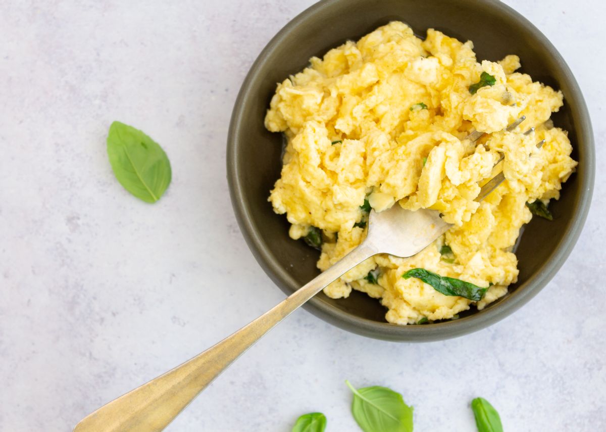 Keto Basil and Parmesan Scrambled Eggs