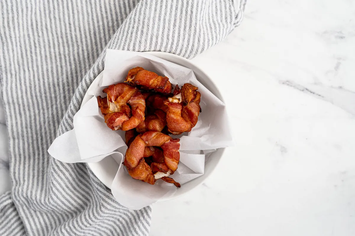 Keto Air Fryer Bacon-Wrapped Onion Rings