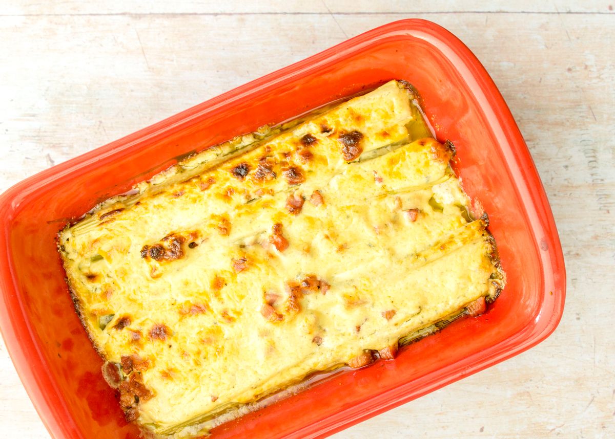 Keto Cheesy Baked Celery with Pancetta
