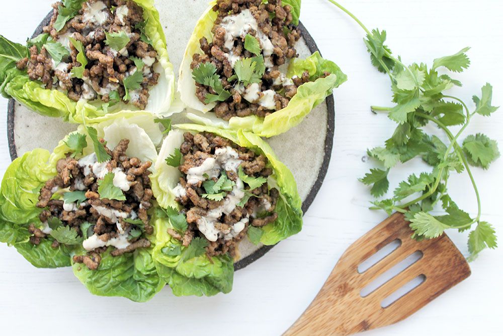 Keto Beef Shawarma Lettuce Cups With Tahini Sauce