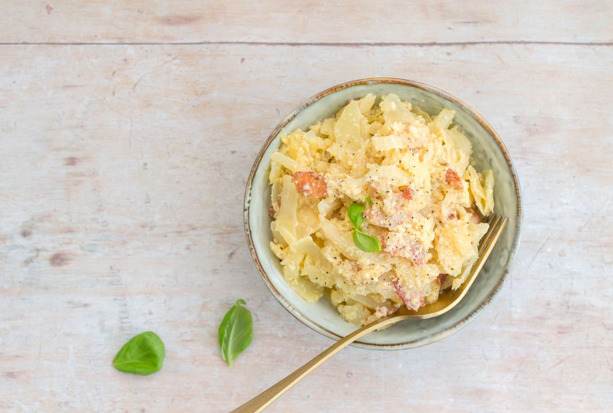 Low Carb Cabbage Noodle Carbonara