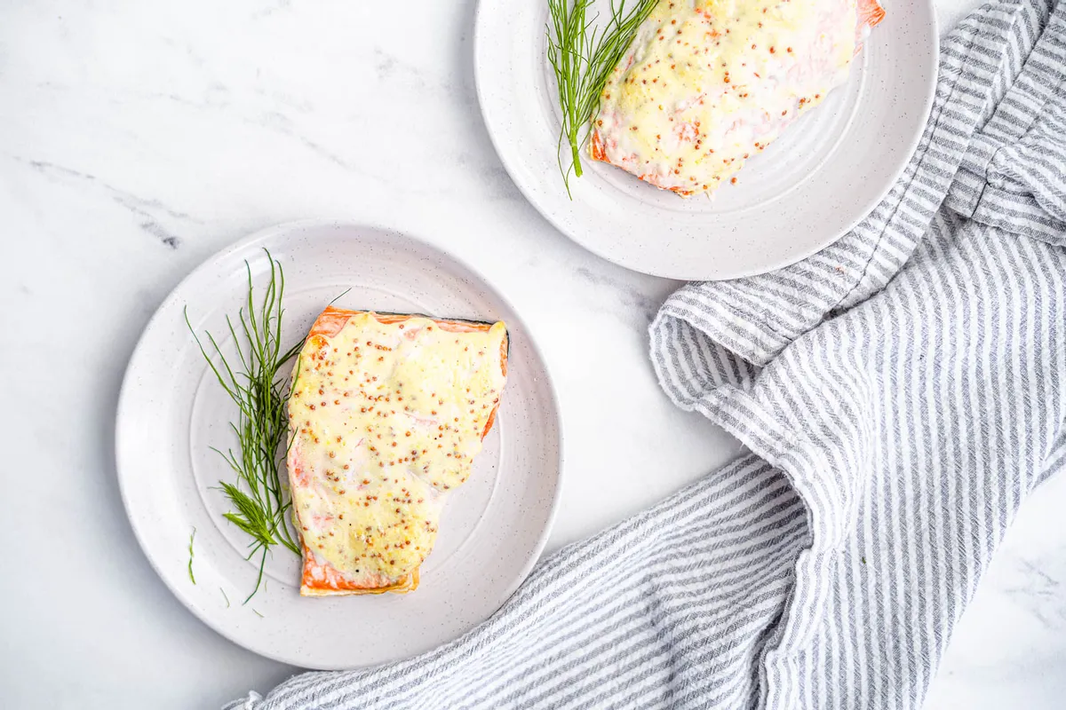 Keto Air Fryer Salmon with Whole Grain Mustard Aioli