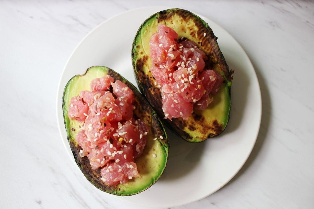 Keto Grilled Avocado Tuna Poke Boats