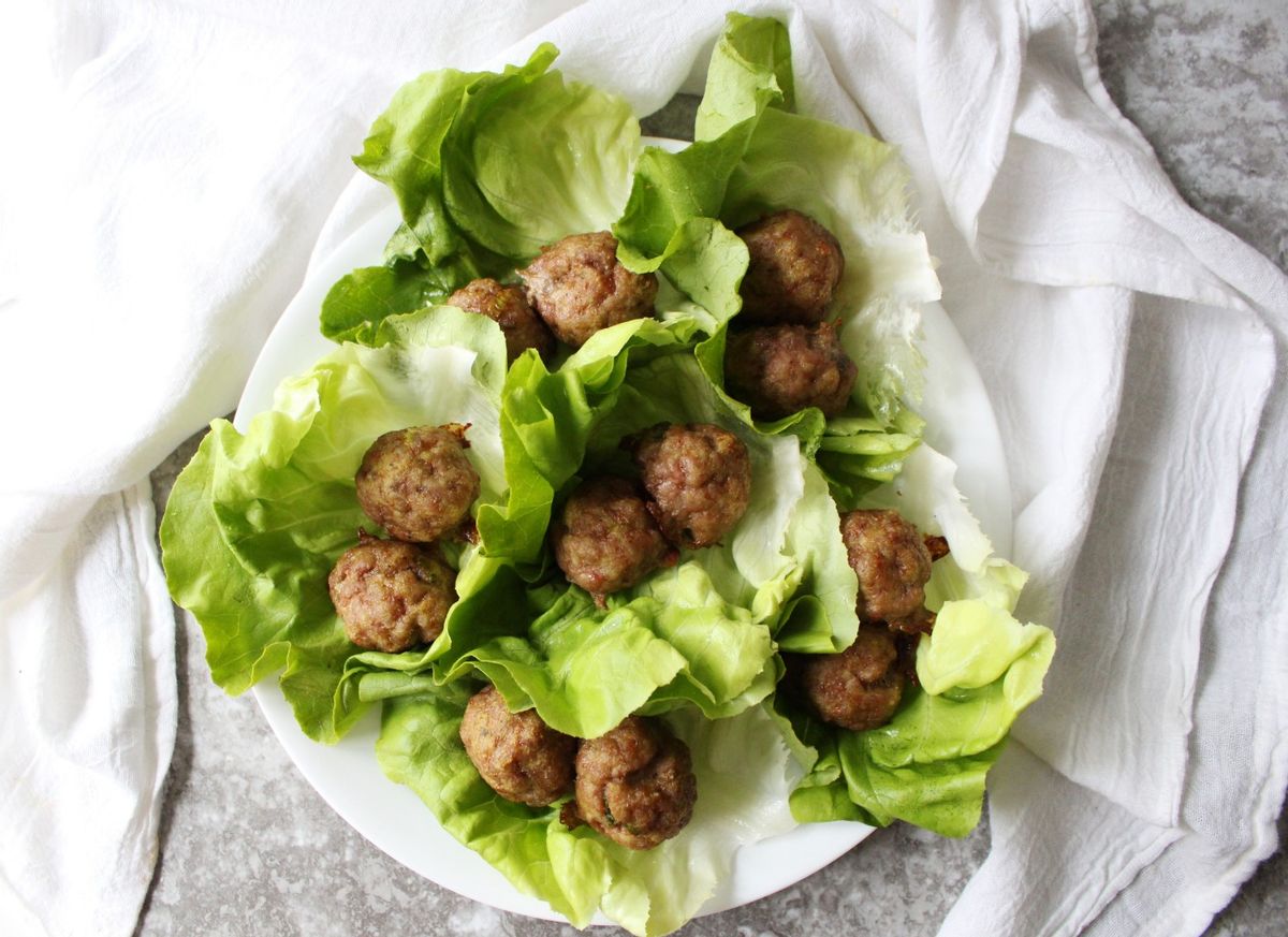 Keto Pork Meatball Lettuce Cups