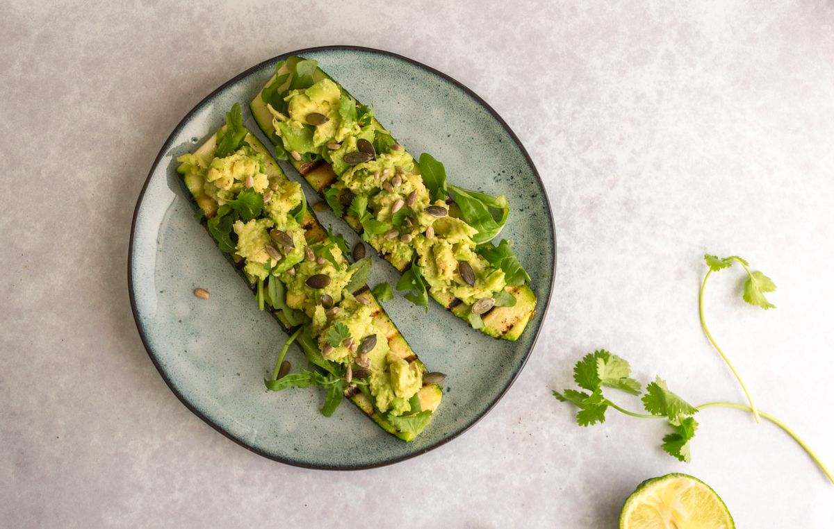 Low Carb Vegan Grilled Zucchini Open Sandwich