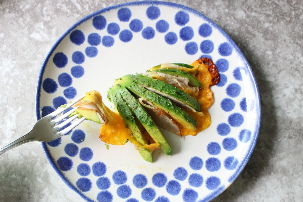 Keto Hasselback Avocados w Turkey and Cheddar