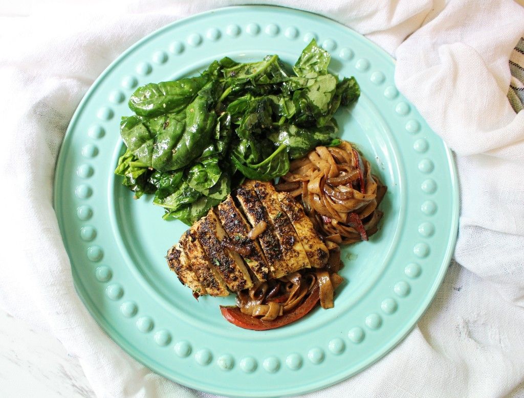 Keto Chicken Scampi Pasta w Wilted Garlic Spinach