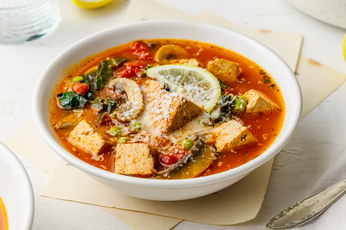 Low Carb Italian Vegetable Soup with Tofu