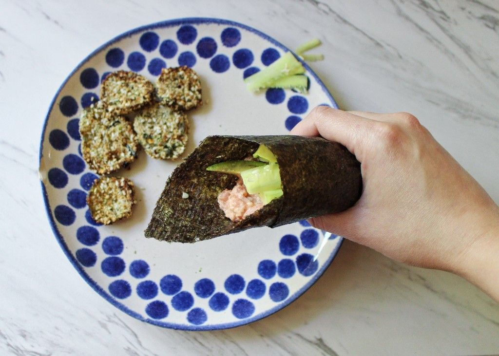 Keto Tuna Maki Handroll w Air Fried Pickle Chips