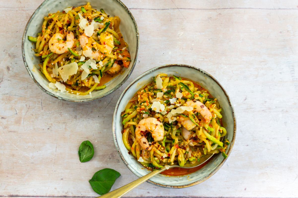 Keto Shrimp And Spicy Pesto Pasta