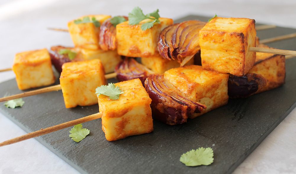 Keto Curried Paneer Skewers