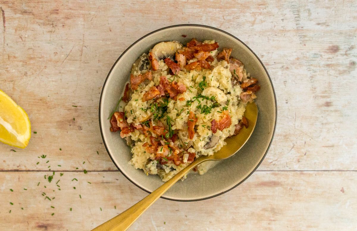 Low Carb Mushroom And Bacon Risotto