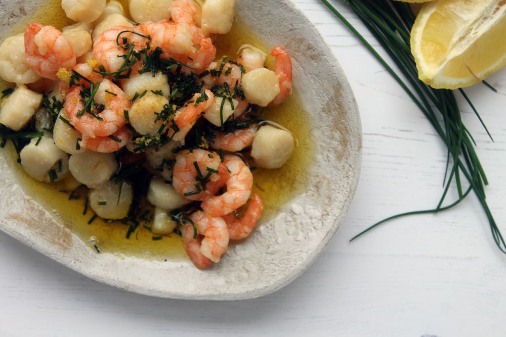 Keto Scallops with Jumbo Shrimp in Lemon and Chive Butter