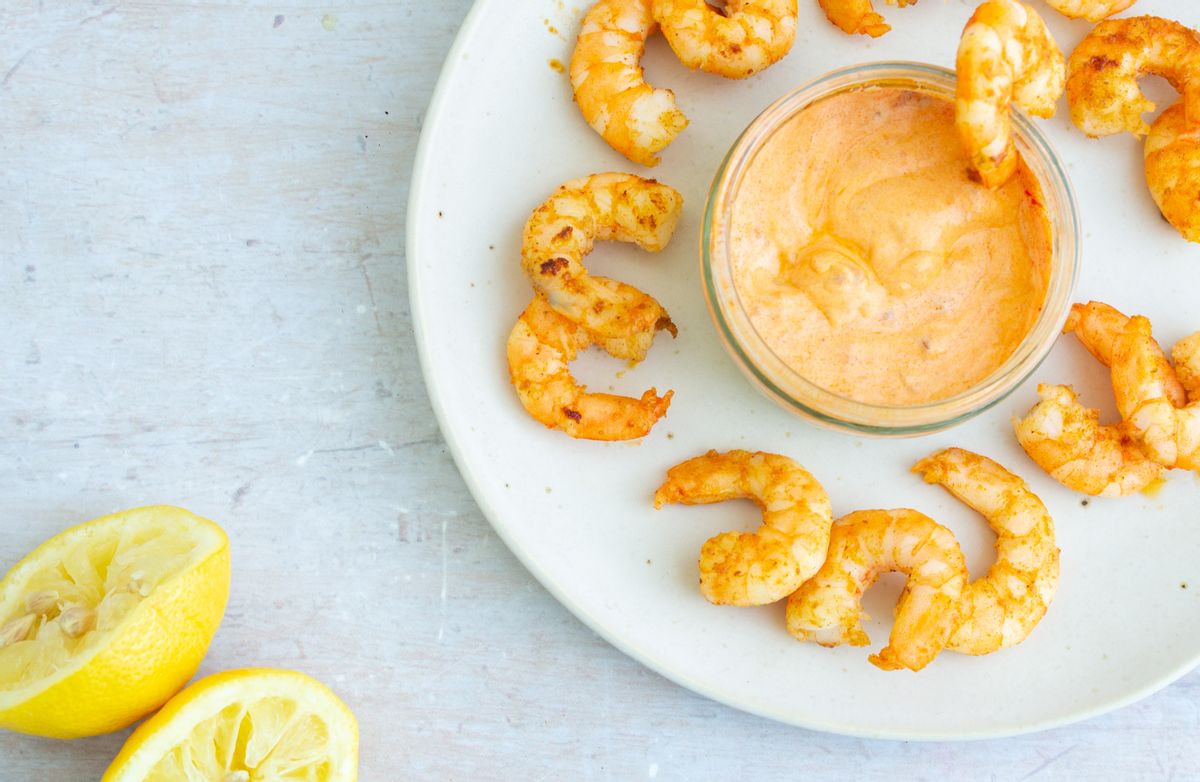 Keto Jumbo Shrimp with Harissa Yogurt Dip