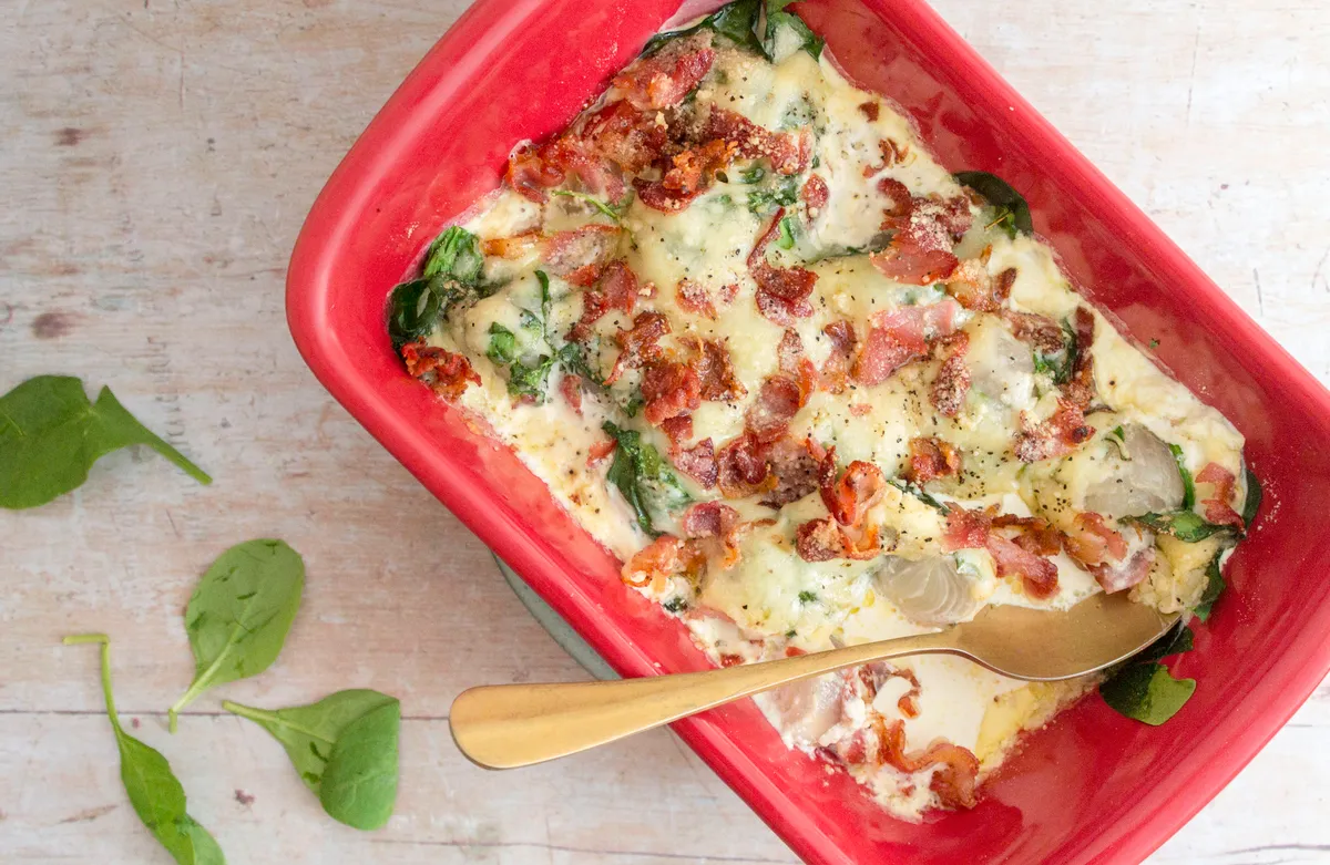 Keto Creamy Baked Spinach and Shallots