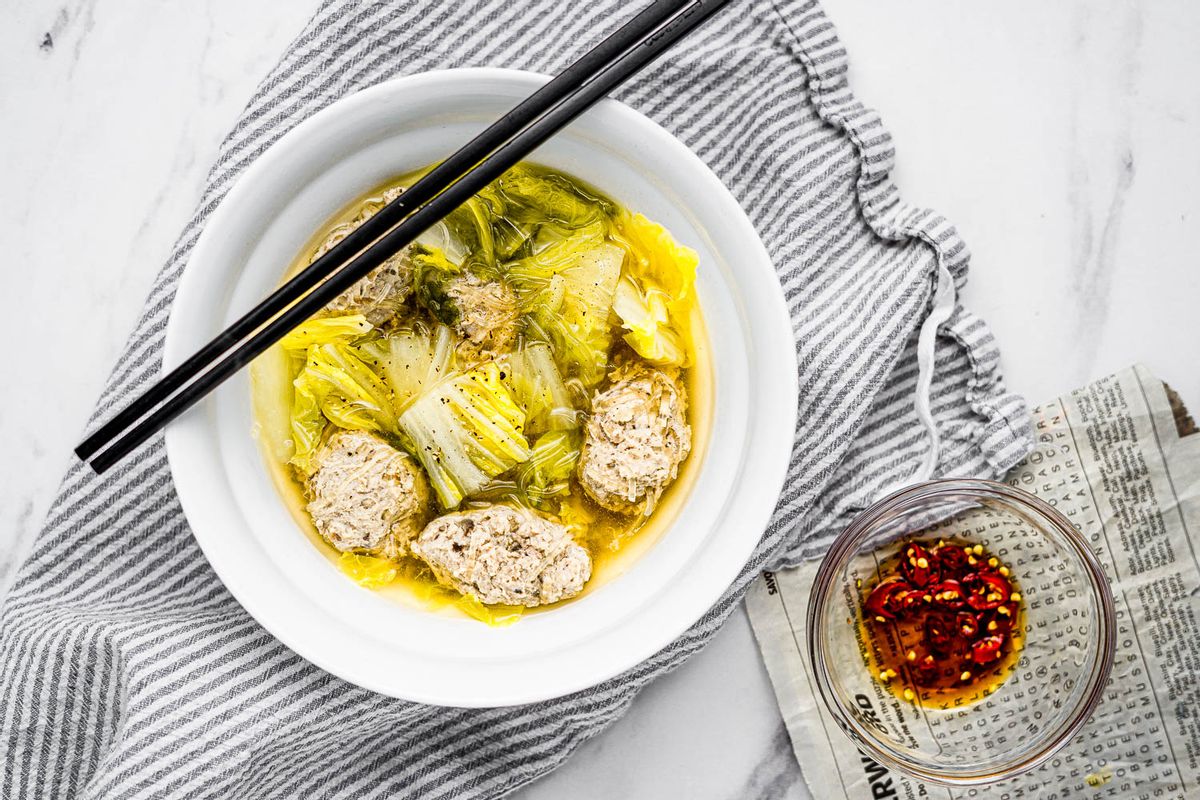 Low Carb Vietnamese Pork Meatball Napa Cabbage Soup