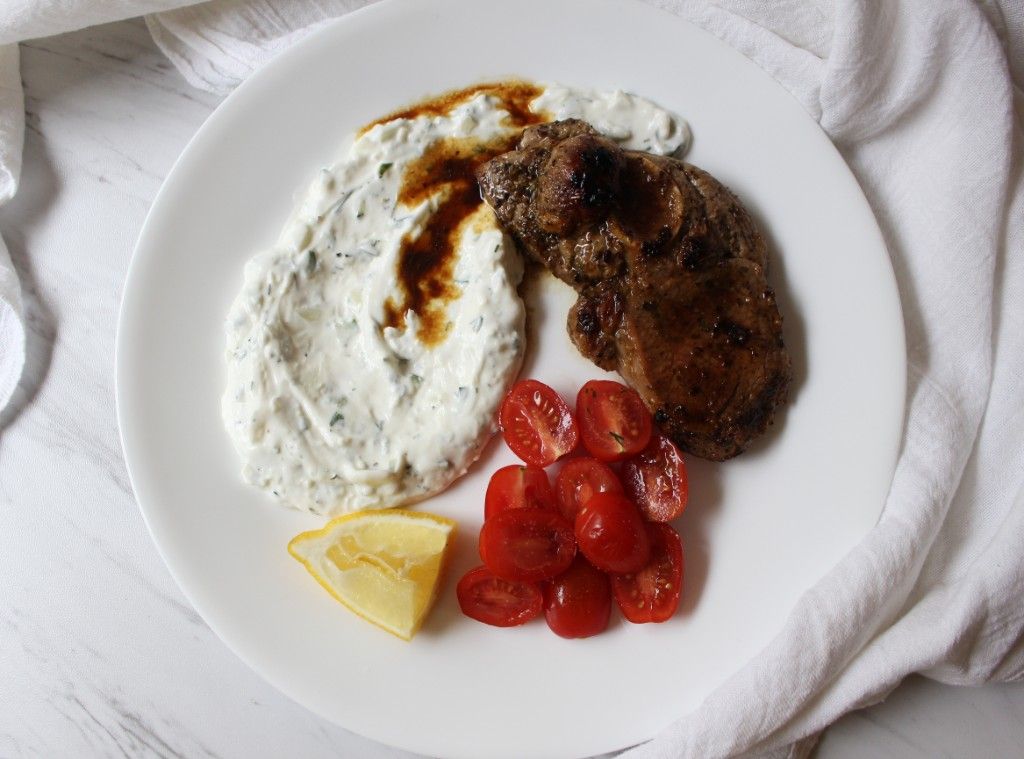 Low Carb Greek Lamb and Tzatziki Plate