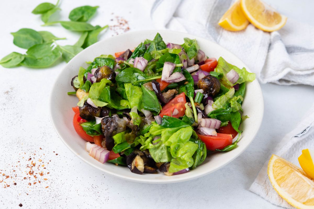 Keto High-Fiber Roasted Eggplant Side Salad