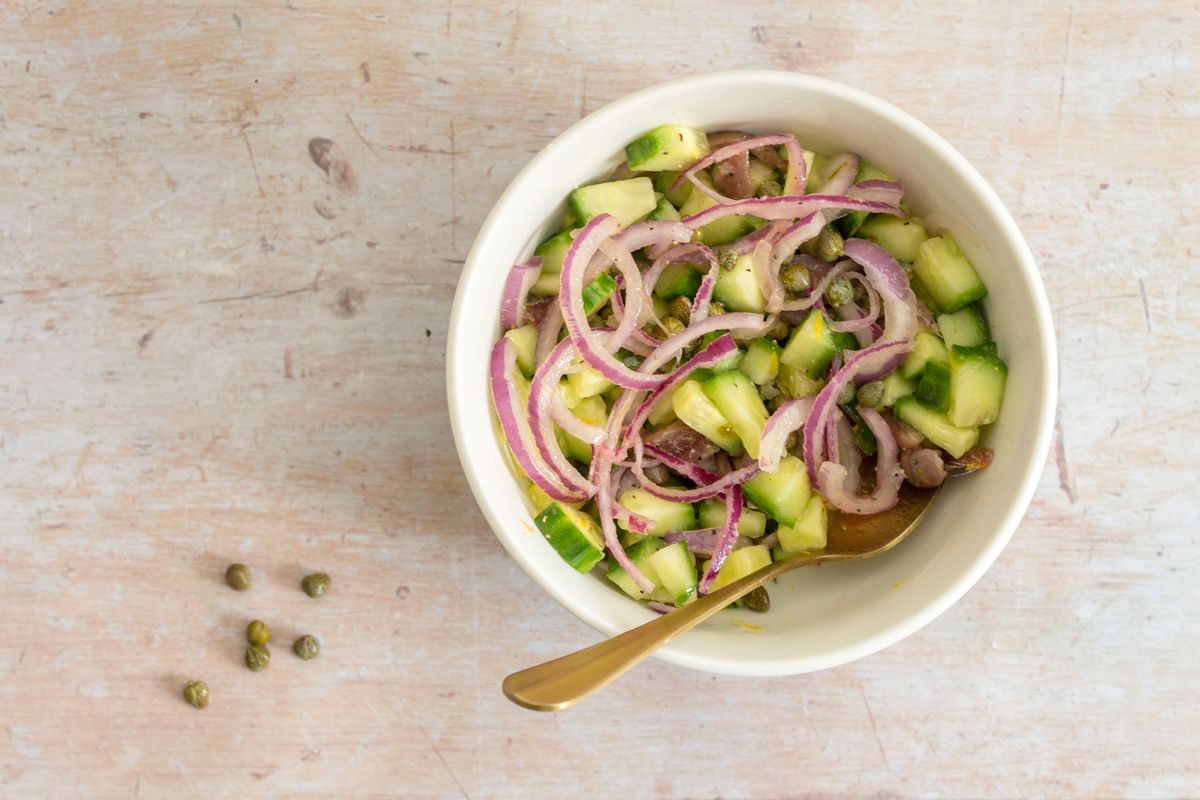 Keto Cucumber, Capers and Anchovy Salad