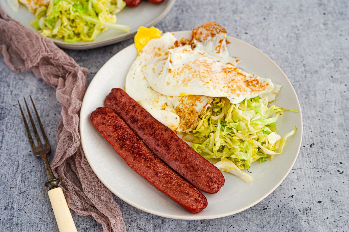 Keto Polish Sausage and Cabbage Breakfast Plate