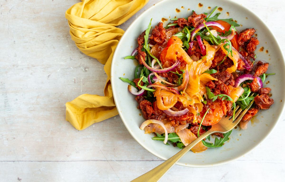 Keto Chorizo and Smoked Salmon Salad