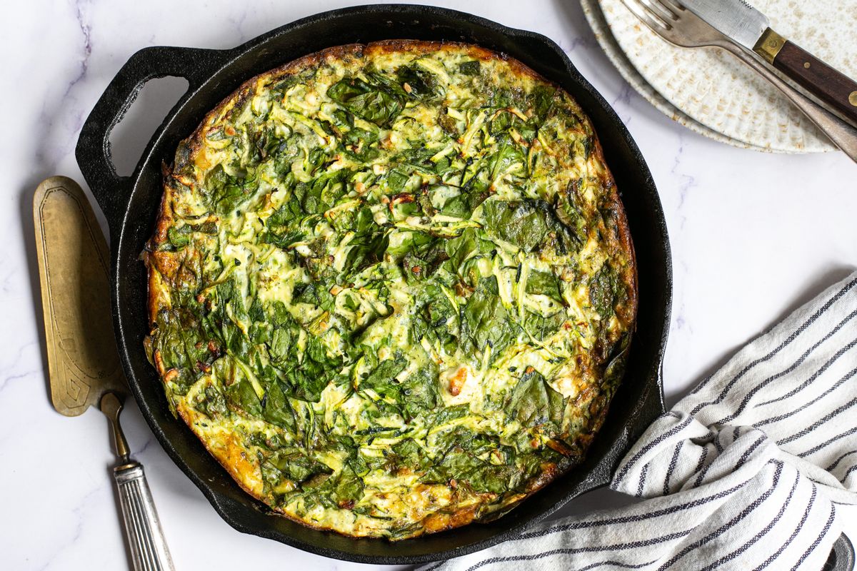 Low FODMAP Baked Spinach, Zucchini and Feta Frittata (Spanakopita)