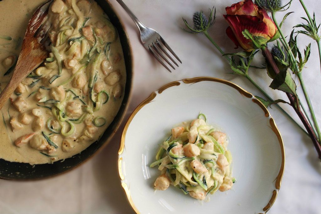 Low Carb Cajun Shrimp Alfredo Zoodles