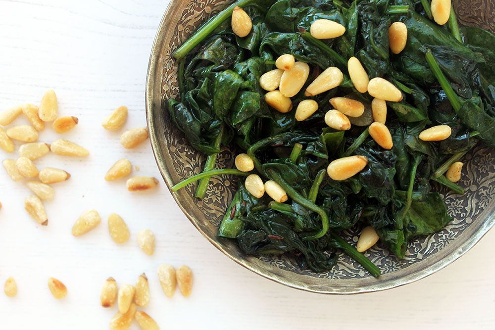 Keto Garlic And Cumin Spinach With Pine Nuts